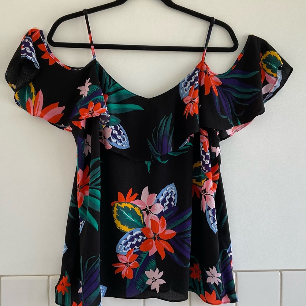 OLD NAVY Cold-Shoulder Flirty Boho Floral Off-Shoulder Women's Top Sz: XL NWOT